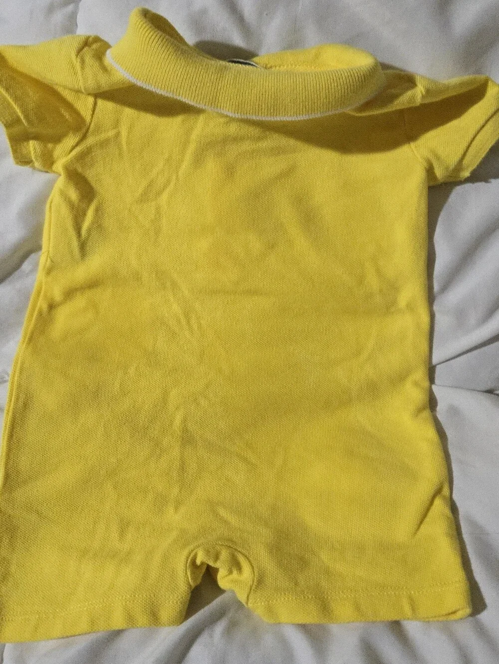 Ralph Lauren Baby Boy Bright Yellow Polo One-Piece Romper Pocket 6 Months